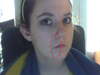 This shows the corners and how they droop a bit, as well as the weird indentions from my cheeks around my nose that I would like to be  removed.