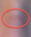 nose bridge slightly white on top and red line on the bottom