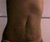 tummy with hands up