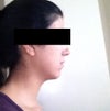 profile but slightly looking to the left
