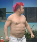 Darryn Lyons fake abs with ab etching