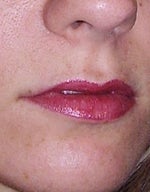with lipstick and liner 