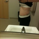 At the gym, side, tummy relaxed. 7 weeks po.