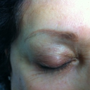 My eyebrows BEFORE the procedure. As you can see I had some old PMU. It just looked awful...