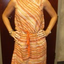 Typical dress I wear. From the LOFT as half my wardrobe is...:)  front on shot w/sizers 350 HP. I will not need to buy new clothes it seems I will just fill them out better! The stripes make them look smaller but I felt very proportioned.