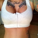 Here's that same sports bra after, it won't stay zipped all the way now!