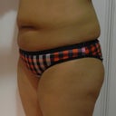 Frowny face from the side and my slight saddlebags....its shocking to see my body like this.  I'll just close my eyes.  LOL