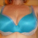 Pretty blue bra hugging the girls