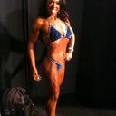 At my first competition, lean as can be with the saggy skin and my raisin boobs
