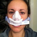 day of surgery. thank goodness for the "nose sling" to catch all the blood!