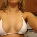 Old white bikini, barely fits!