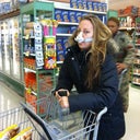 Day one. Grocery store already, lots of flood dripping out of my nose. That's what that contraption is there for above my lip