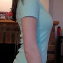 Side profile in a normal t-shirt.