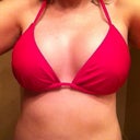 Bikini with no pads... yay! R is dropping and fluffing faster than the L as you can tell. But I'm right-handed so this makes sense to me.