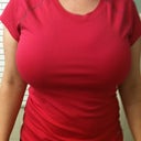Here I am in my running shirt. My breasts were ridiculously out of proportion to my body.