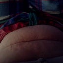 View from eye level, looking down at my tummy when I am sitting in bed. This one is hard for me to look at : /   It reaffirms to me how important this is for me!