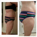 Before surgery & 6 weeks post op. My granny panties are filled in with booty. It's not huge but it's cute & bubbly.