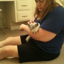 Me with my chinchilla Mysti, this was August 2010 and -70lbs.
