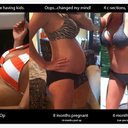 From 1 month after a tummy tuck and lipo, through 1 pregnancy, then my post baby pic (no touchups by doc)