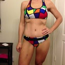 I know this isn't a super sexy bikini, it's my sporty one.  The back ties so it's not so sports bra-ish.  It's a nice one to get sporty in and not worry about the girls making an unscheduled appearance. Ha!