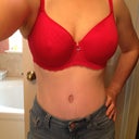 PO week 12.  39 breast, 31 waist, 38 hips. Sizes 34DDD and size 8 jeans. Weight 144ish. ;)