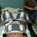 marta about to put the lymphatic machine on me. it relieves the swelling and it so relaxing