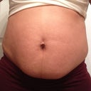 Front view. My belly button piercing was stretched out during pregnancy.