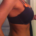 My new 34DD bra with homemade rice sizers inserted.