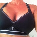 in my new Danskin bra from walmart :-)  very comfortable...not sure if i'm supposed to wear it right now...it's a racerback style and does have support but not as much as the Fruit of Loom white bra he gave me.  i'm like wow, spend $5K on boobs and i get a cheap white F of L bra! haha.