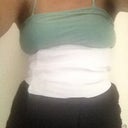 this is me with the 2- piece garment on the white piece is just for the stomach and the black tights are for the butt with the cut out