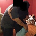 My sister and her husband on the day we arrived from DR. He too was loving her new booty.