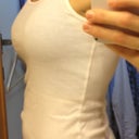 Profile with sports bra...not too big here. I like this look...if only it was pain free.