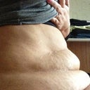 Sitting... The scar is absolutely better than this nasty stomach!