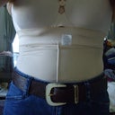 6 weeks post op...jeans, belt, CG, new bra...really shows how short-waisted I am!