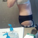Side shot of the morning belly before swelling.