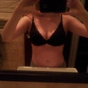 In the "famous" Natori Feathers Plunge bra. Nobody has modeled the black one yet! 34d(!)