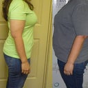 Profile view of me pre and 1 yr 5 mos post lap-band surgery.