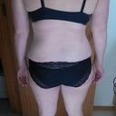 Not a lot of back fat going on but a little around the hips.