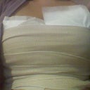Sometimes instead of a sports bra, I use ACE bandages. I ALWAYS use surgical pads (which you can see sticking out the top)... aren't they hot? lol