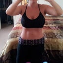 Me in a sports bra and yoga pants! About a yr and half ago I wouldnt be caught dead without a Tshirt to cover my belly hang!