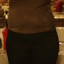 Frontal view- this looks much worse in person, you can see the silhoute of my belly button and the fat around it :, (