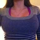 In shirt...stripes make them look ginormous!
