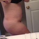 This was somewhere between 4-5 weeks post op, when I started to pooch out