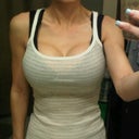 in a snug tank top
