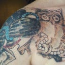 Tried to capture the whole thing. Looks like the part on my arm will take longer than the owl...thank goodness. I want the chest piece gone ASAP. May get a cover up eventually if arm never fades completely.