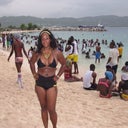 6 weeks post op. They haven't settled all the way but they are looking good, This is on the beach in Jamaica. I did pretty good. I put a nice layer of sunscreen on my incision and I was fine :)