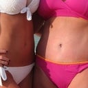 my 16 year old on the left and me on the right. Can you see the white ring around my BB? haha, mae sure i zinc-ed up good!