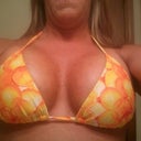 Last years size Small bikini top... haha time to buy new one's for the grown ups. 18 days post op im taking the pic's so they look un even but they are perfect., it looks like they are still high but I had the camera low.. it makes a huge difference when your not taking your own photo. UGH, where is my husband when I need him... lol god love him!