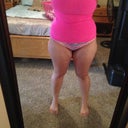 front view with clothes, I do still have curves which I like, but I am getting a little more taken out around my hip/waist area