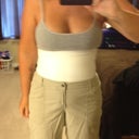 I'm adding this photo, because I always wished someone would post a photo of how they wore their binder, and how it looked.   I have a full garment on for my lipo, it goes from under my boobs, to below my knees.  I have a soft cotton cami on under that.  I have my binder around my waist.  I don't worry about a bra, being I have the cami on.  The pants were to small before surgery, and now they fit over all this garb..  I think I look thick, but no one else to notice I am wearing so much under my clothes.